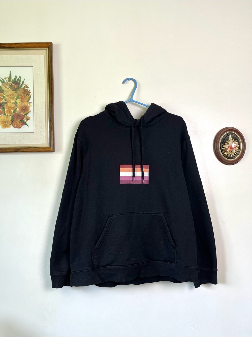 Lesbian Flag Black Graphic Hoodie